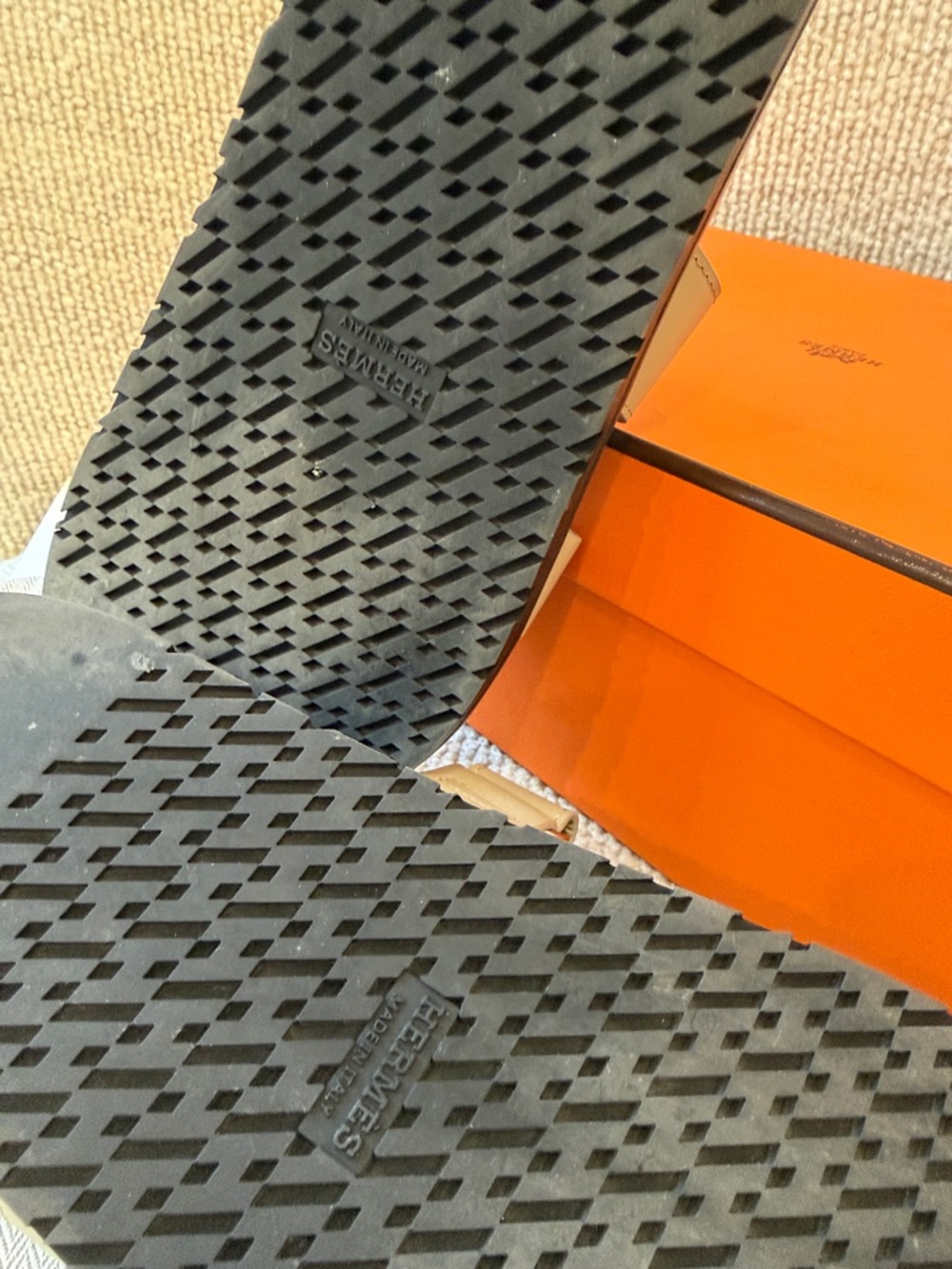Hermes Leather slides Sandals Chypre— Beige Esquisse. - Picture 5 of 7